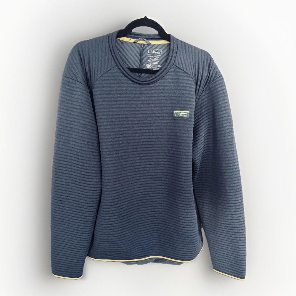 L.L. Bean Quilted Pullover Sweatshirt Blue Large L Men's Traditional Fit